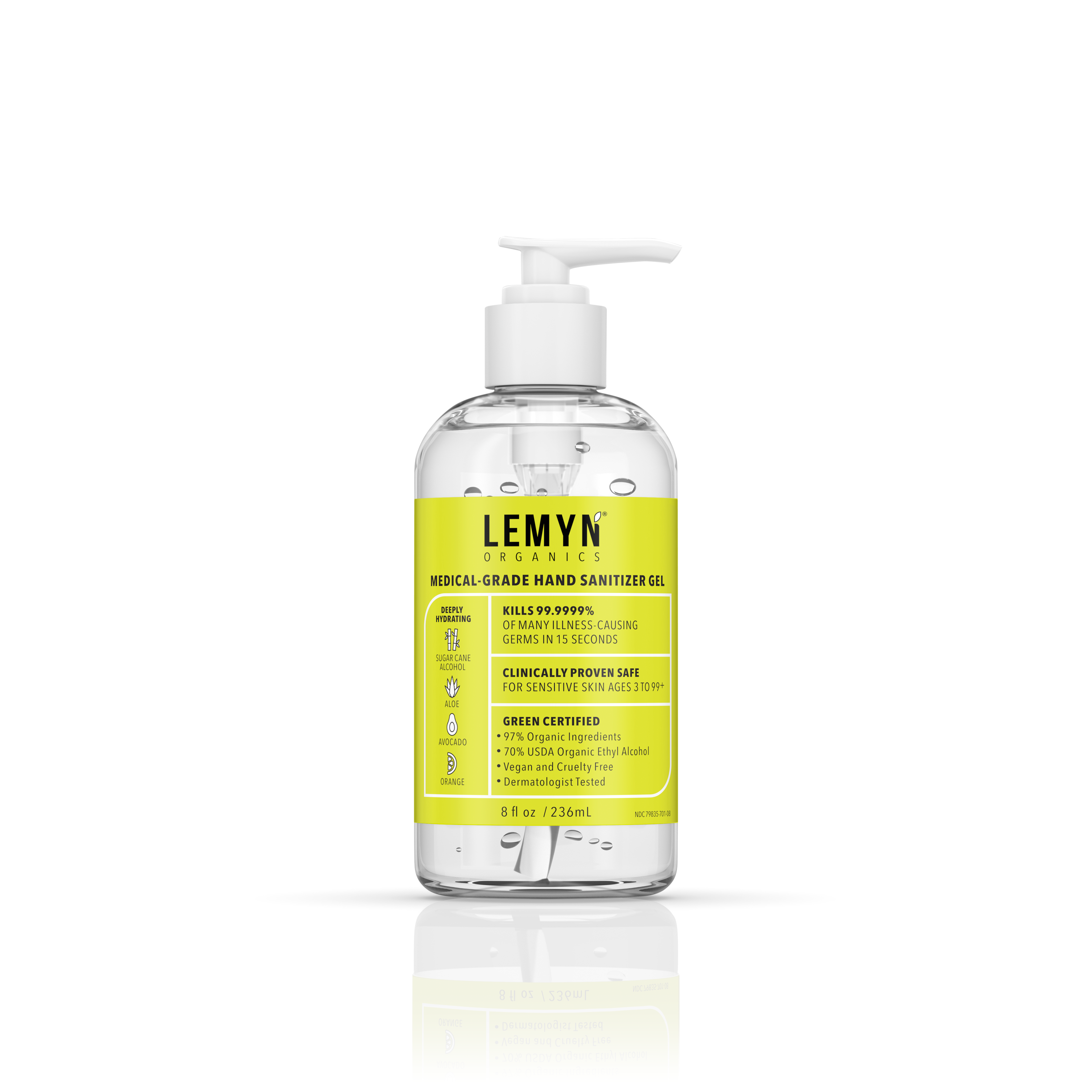 Organic Hand Sanitizer - Lemyn Organics, Green Certified & Medical