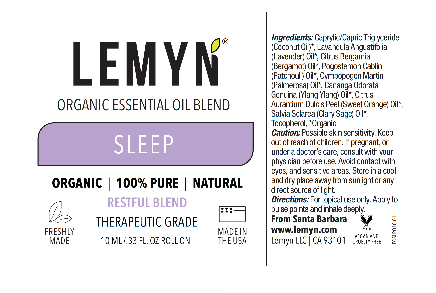 Organic Essential Oil Blend Roll-On for Restful Sleep and