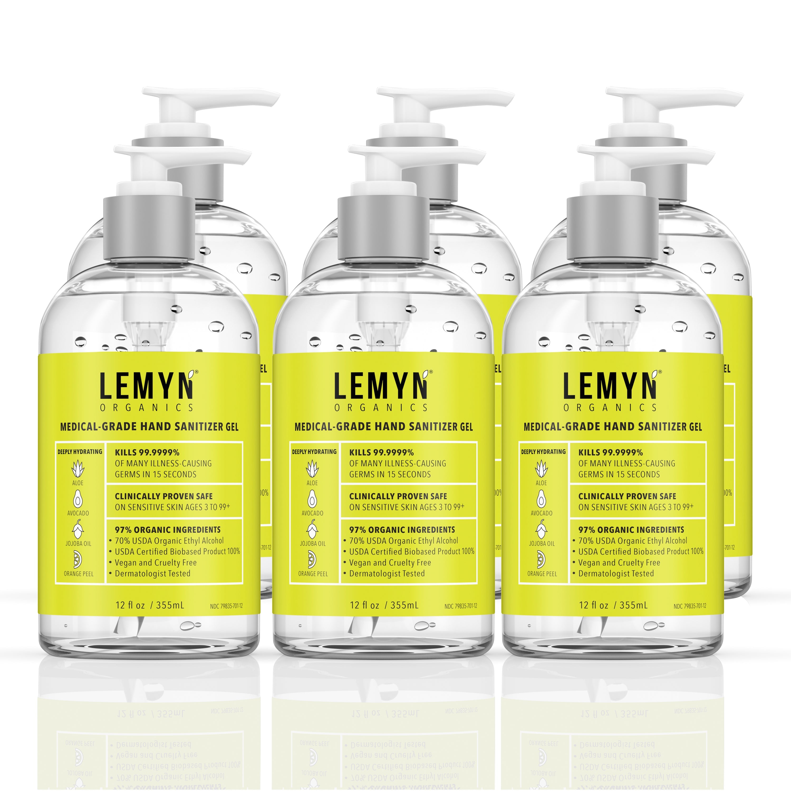 Lemyn Organics Hand Sanitizer | Green Certified &amp; Medical Grade | 355ml - 12 Fl Oz with Pump | AMZ