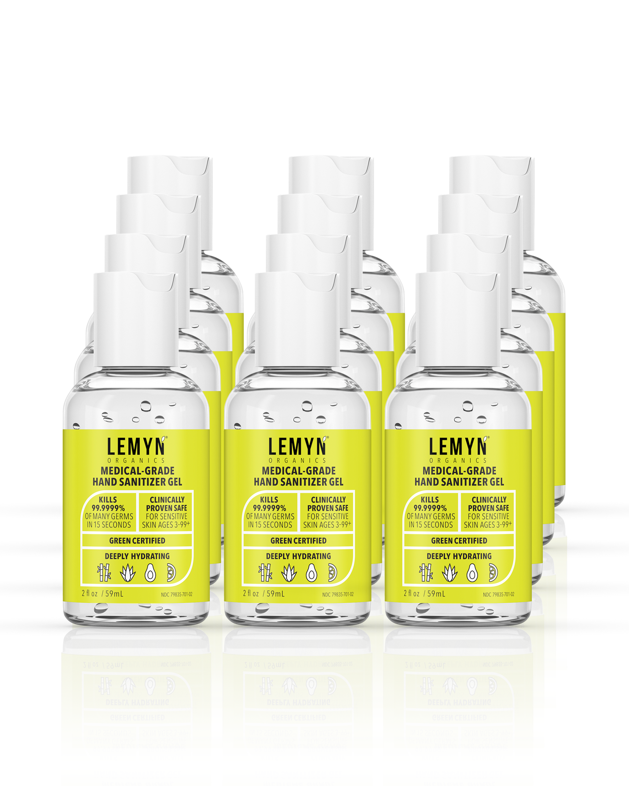 Lemyn Organics Hand Sanitizer | Green Certified &amp; Medical Grade | 060ml - 2 Fl Oz with Disc Top