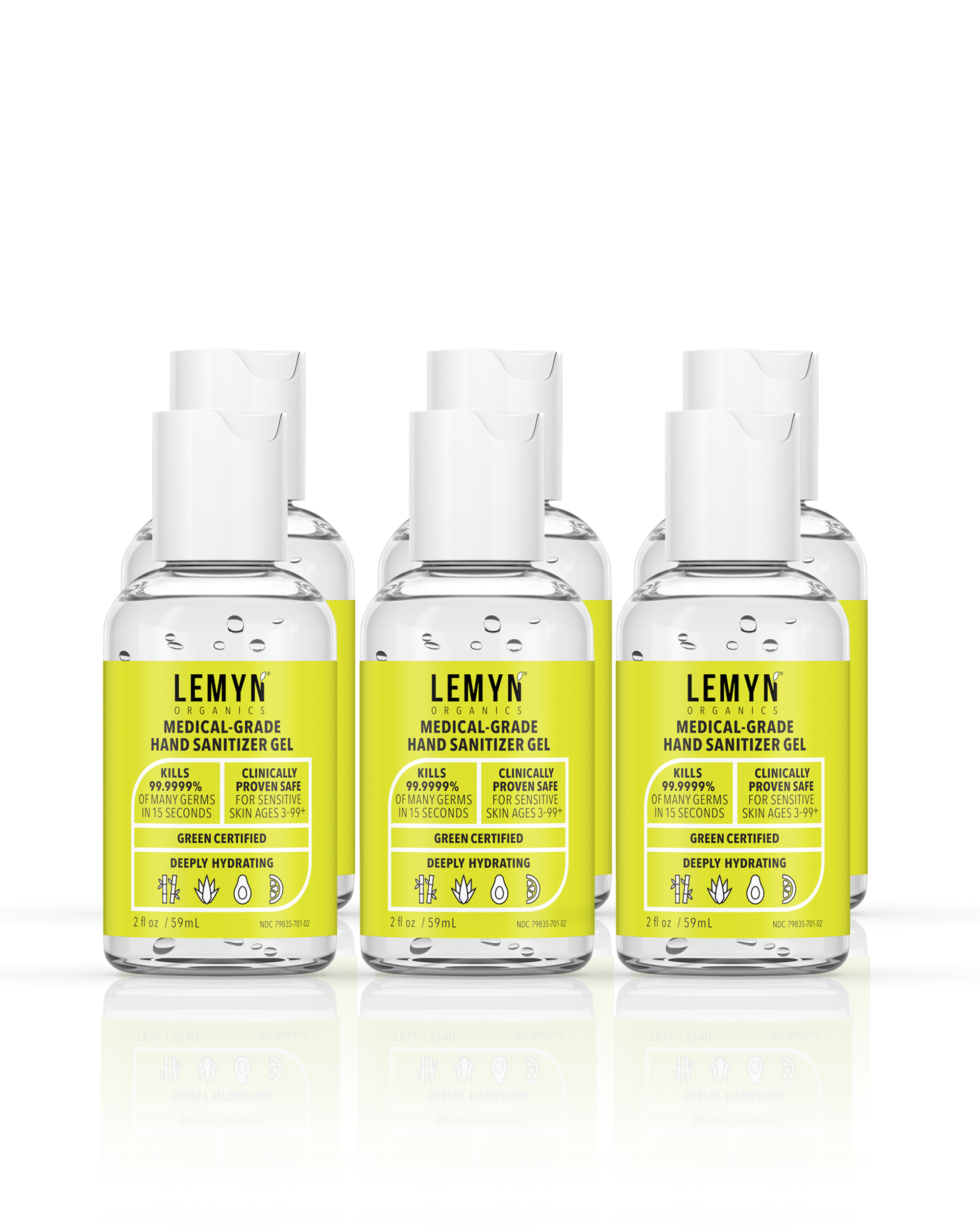 Lemyn Organics Hand Sanitizer | Green Certified &amp; Medical Grade | 060ml - 2 Fl Oz with Disc Top