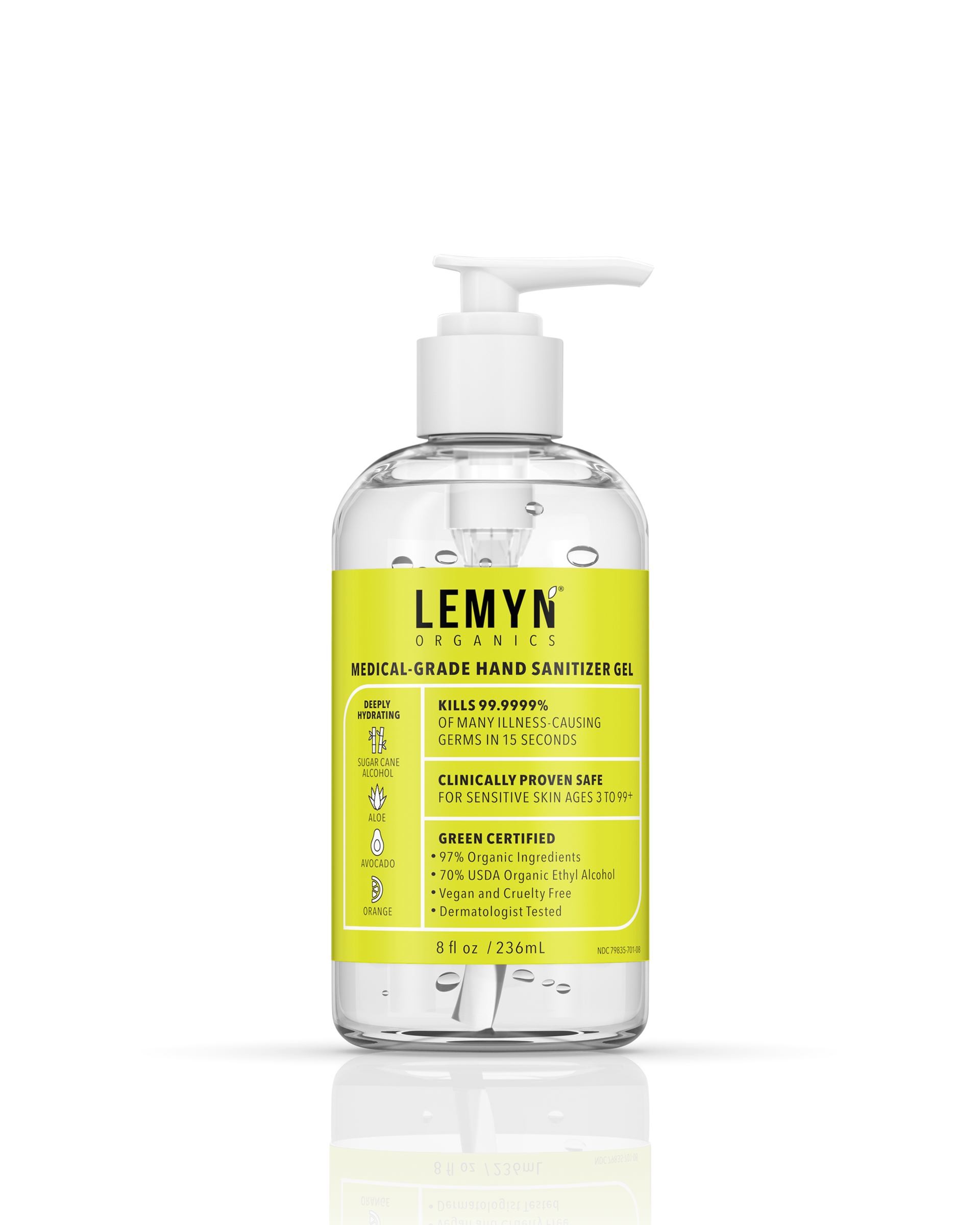 Organic Hand Sanitizer - Lemyn Organics, Green Certified & Medical