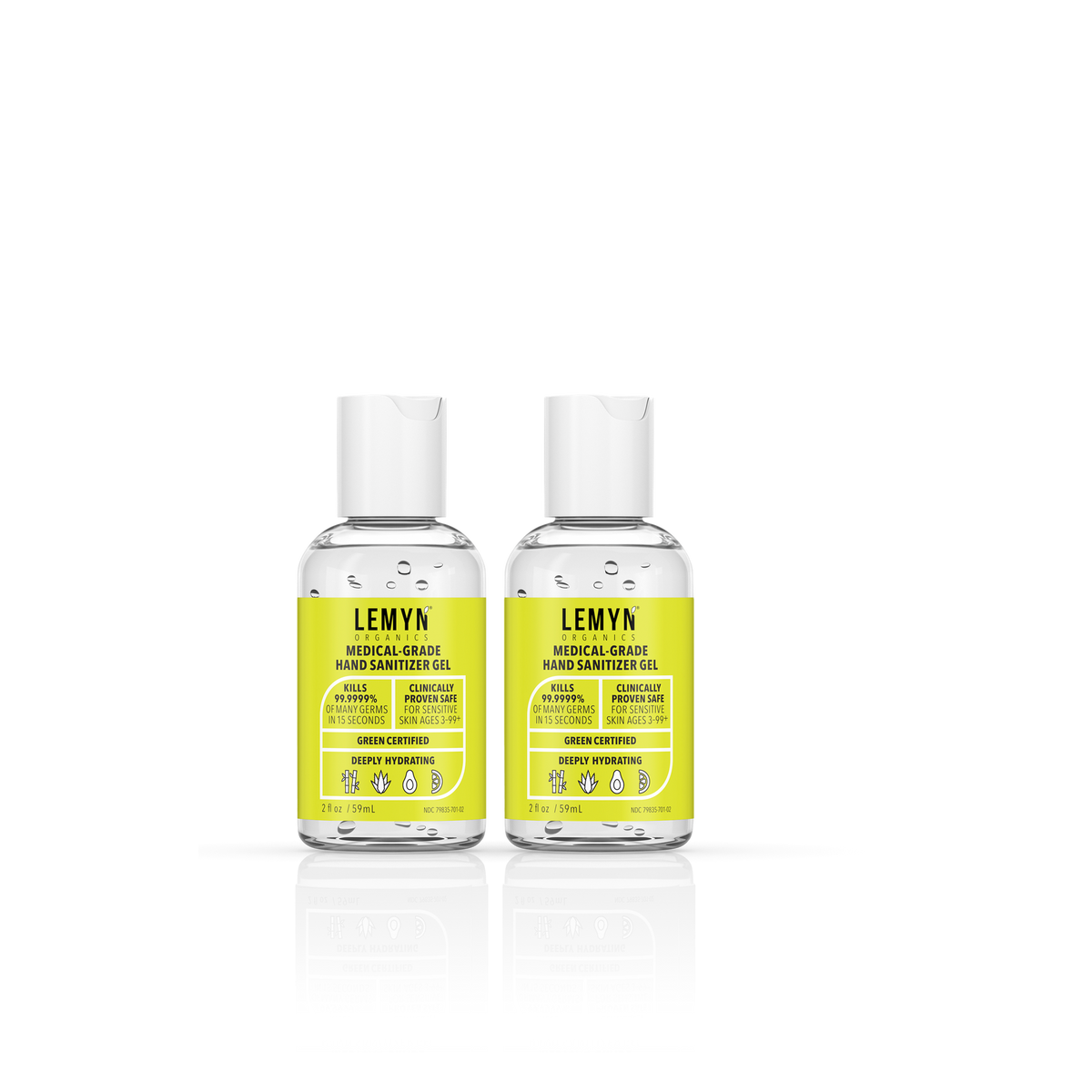 Lemyn Organics 2 oz disc top hand sanitizer, pack of 2