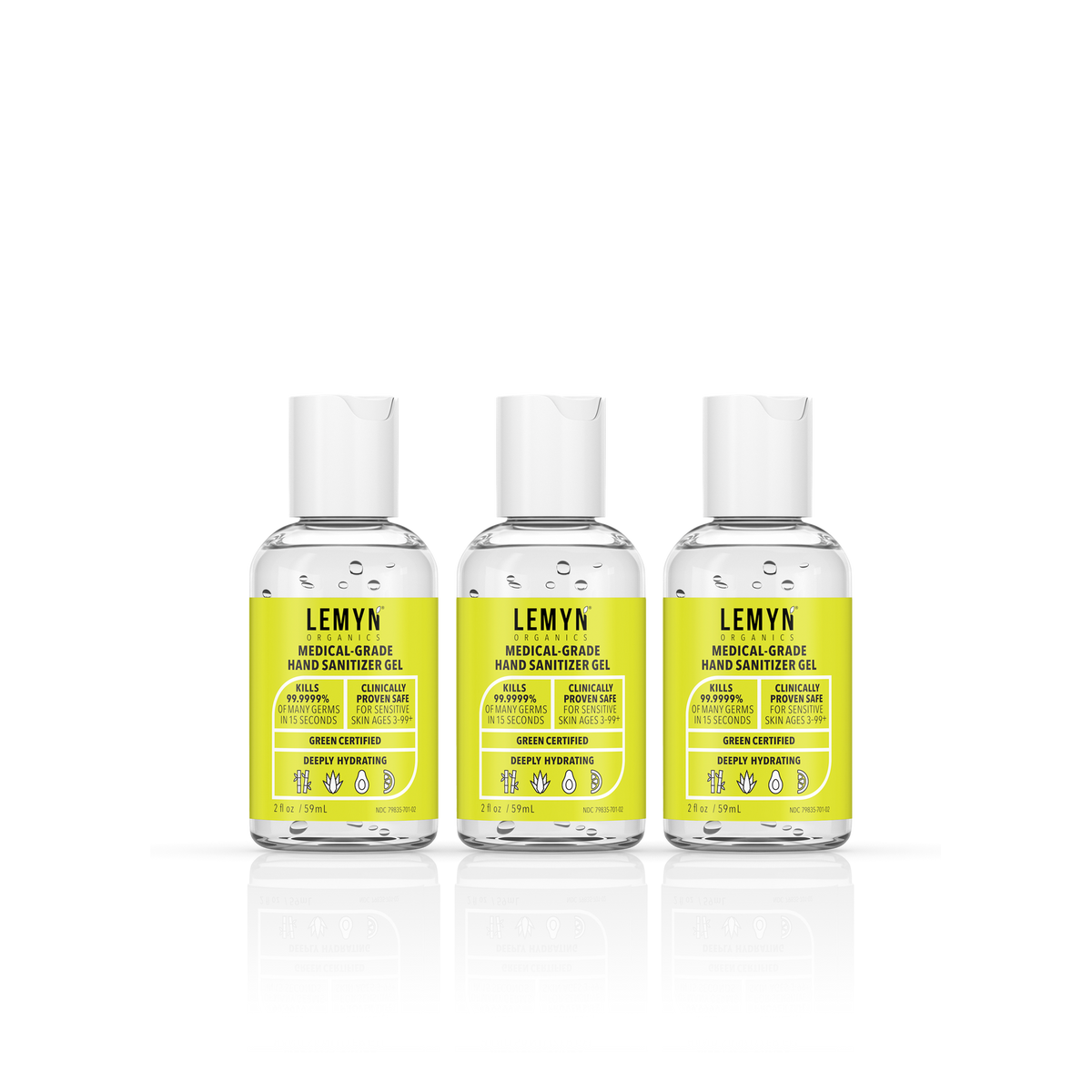 Lemyn Organics 2 oz disc top hand sanitizer, pack of 3